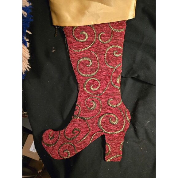 Victorian-Inspired Red & Gold Swirl Christmas Stocking Boot - Picture 4 of 4